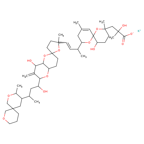 CC1=CC2(OC(C1)C(C=CC1(C)CCC3(O1)CCC1C(O3)C(O)C(=C)C(O1)C(CC(C1CC3(CCCOC3)COC1C)C)O)C)OC(C)(CCC2O)CC(C(=O)[O-])(O)C.[K+]