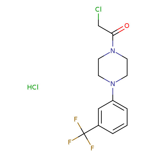 ClCC(=O)N1CCN(CC1)c1cccc(c1)C(F)(F)F.Cl