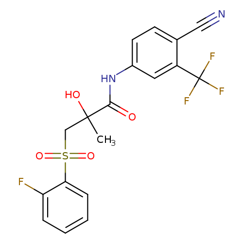 N#Cc1ccc(cc1C(F)(F)F)NC(=O)C(CS(=O)(=O)c1ccccc1F)(O)C