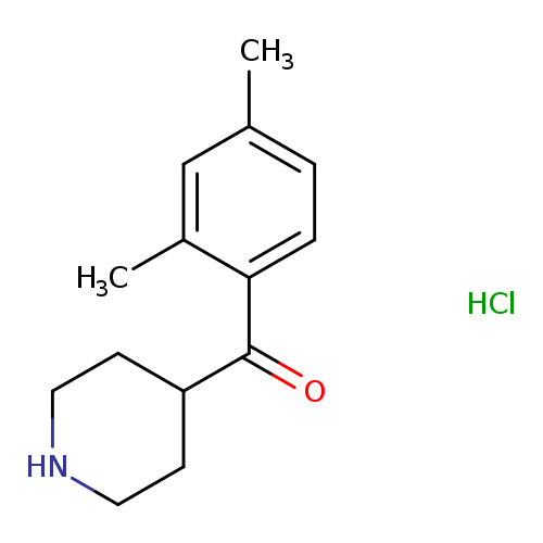 Cc1ccc(c(c1)C)C(=O)C1CCNCC1.Cl