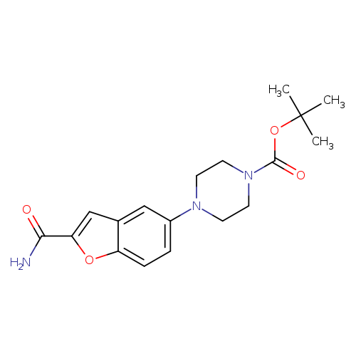 O=C(N1CCN(CC1)c1ccc2c(c1)cc(o2)C(=O)N)OC(C)(C)C