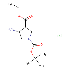CCOC(=O)[C@H]1CN(C[C@@H]1N)C(=O)OC(C)(C)C.Cl