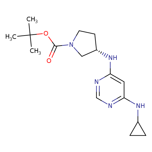 O=C(N1CC[C@@H](C1)Nc1ncnc(c1)NC1CC1)OC(C)(C)C