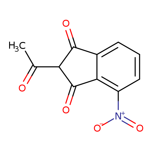 CC(=O)C1C(=O)c2c(C1=O)c(ccc2)[N+](=O)[O-]