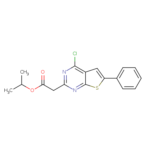 CC(OC(=O)Cc1nc(Cl)c2c(n1)sc(c2)c1ccccc1)C