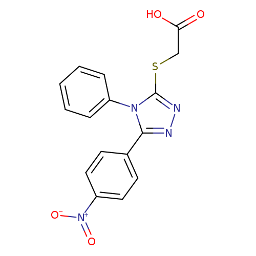OC(=O)CSc1nnc(n1c1ccccc1)c1ccc(cc1)[N+](=O)[O-]