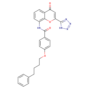 O=C(c1ccc(cc1)OCCCCc1ccccc1)Nc1cccc2c1oc(cc2=O)c1[nH]nnn1