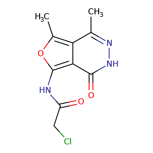 ClCC(=O)Nc1oc(c2c1c(=O)[nH]nc2C)C