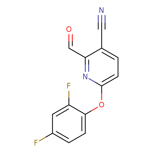 O=Cc1nc(ccc1C#N)Oc1ccc(cc1F)F