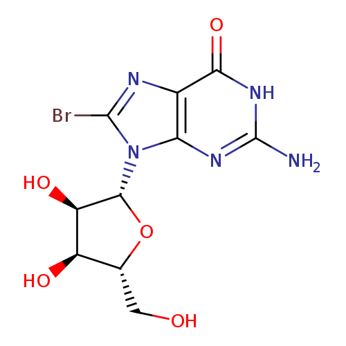 OC[C@H]1O[C@H]([C@@H]([C@@H]1O)O)n1c(Br)nc2c1nc(N)[nH]c2=O