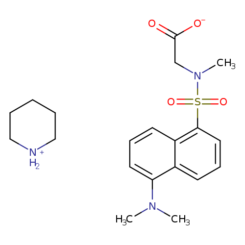 C1CCC[NH2+]C1.[O-]C(=O)CN(S(=O)(=O)c1cccc2c1cccc2N(C)C)C