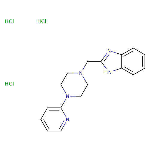 c1ccc(nc1)N1CCN(CC1)Cc1nc2c([nH]1)cccc2.Cl.Cl.Cl