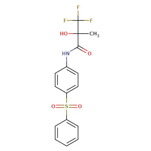 O=C(C(C(F)(F)F)(O)C)Nc1ccc(cc1)S(=O)(=O)c1ccccc1