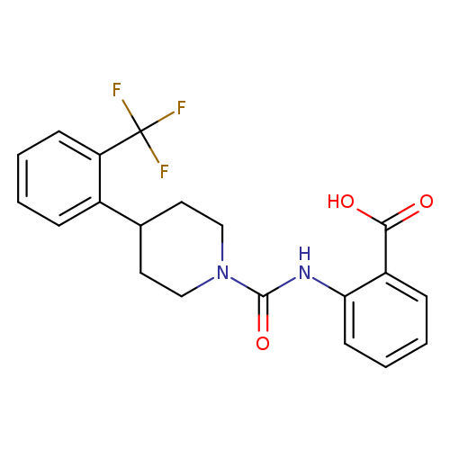 O=C(N1CCC(CC1)c1ccccc1C(F)(F)F)Nc1ccccc1C(=O)O