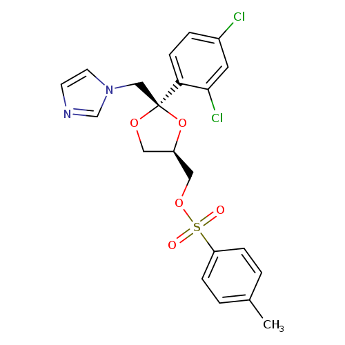 Cc1ccc(cc1)S(=O)(=O)OC[C@H]1CO[C@](O1)(Cn1ccnc1)c1ccc(cc1Cl)Cl