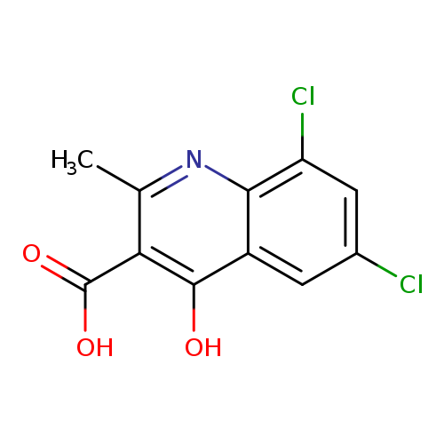 Clc1cc(Cl)c2c(c1)c(O)c(c(n2)C)C(=O)O