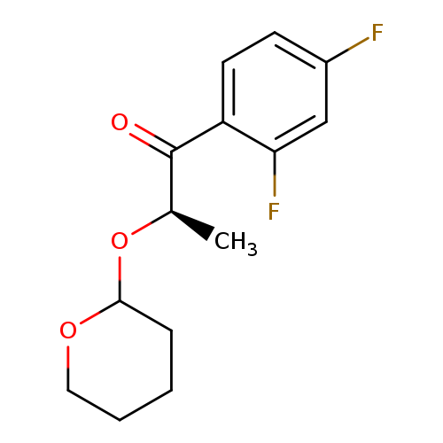 Fc1ccc(c(c1)F)C(=O)[C@H](OC1CCCCO1)C