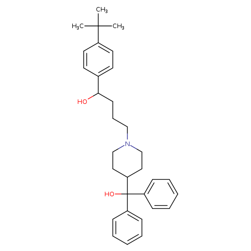 OC(c1ccc(cc1)C(C)(C)C)CCCN1CCC(CC1)C(c1ccccc1)(c1ccccc1)O