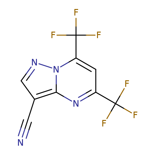 N#Cc1cnn2c1nc(cc2C(F)(F)F)C(F)(F)F