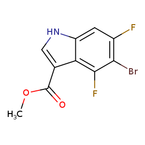 COC(=O)c1c[nH]c2c1c(F)c(c(c2)F)Br