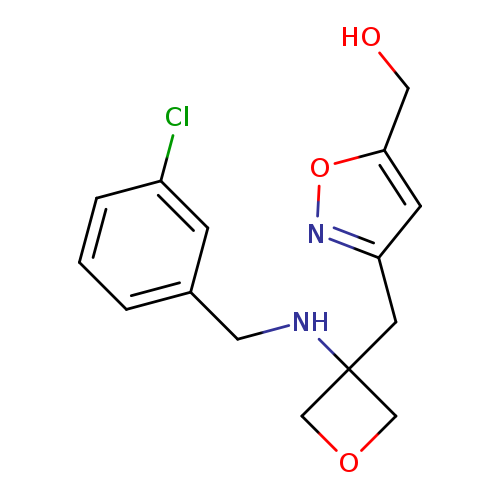 OCc1onc(c1)CC1(COC1)NCc1cccc(c1)Cl