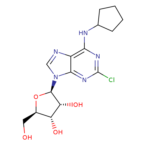 OC[C@H]1O[C@H]([C@@H]([C@@H]1O)O)n1cnc2c1nc(Cl)nc2NC1CCCC1