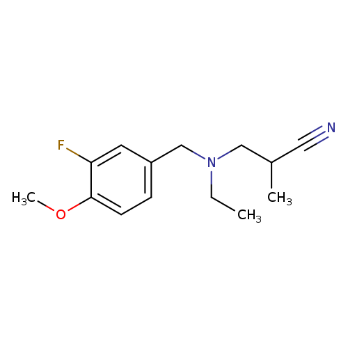 N#CC(CN(Cc1ccc(c(c1)F)OC)CC)C