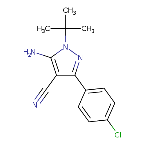 N#Cc1c(nn(c1N)C(C)(C)C)c1ccc(cc1)Cl