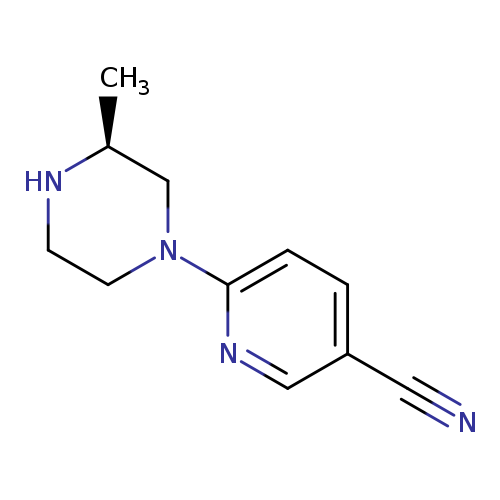 N#Cc1ccc(nc1)N1CCN[C@H](C1)C