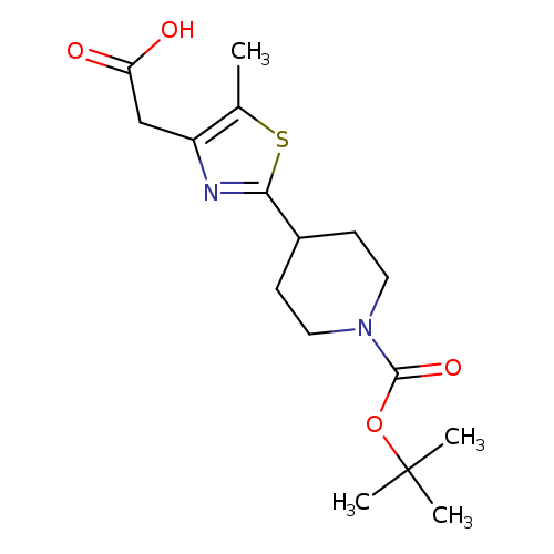 OC(=O)Cc1nc(sc1C)C1CCN(CC1)C(=O)OC(C)(C)C