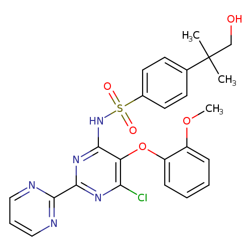 COc1ccccc1Oc1c(Cl)nc(nc1NS(=O)(=O)c1ccc(cc1)C(CO)(C)C)c1ncccn1