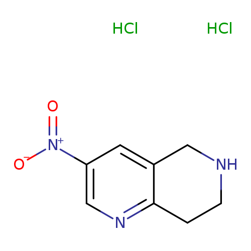 [O-][N+](=O)c1cnc2c(c1)CNCC2.Cl.Cl