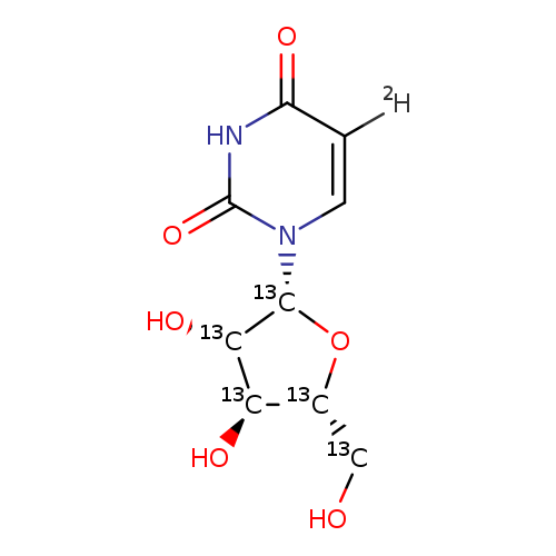 O[13CH2][13C@H]1O[13C@H]([13C@@H]([13C@@H]1O)O)n1cc([2H])c(=O)[nH]c1=O
