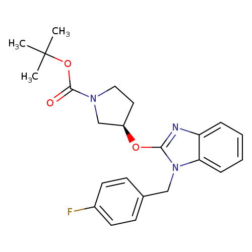 Fc1ccc(cc1)Cn1c(O[C@@H]2CCN(C2)C(=O)OC(C)(C)C)nc2c1cccc2