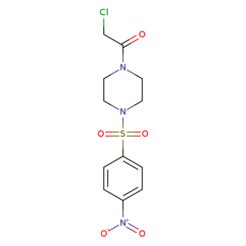ClCC(=O)N1CCN(CC1)S(=O)(=O)c1ccc(cc1)[N+](=O)[O-]
