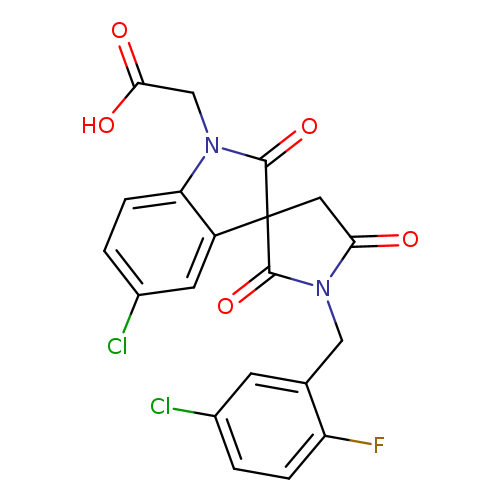 OC(=O)CN1c2ccc(cc2C2(C1=O)CC(=O)N(C2=O)Cc1cc(Cl)ccc1F)Cl