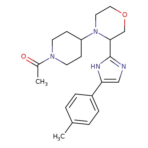 Cc1ccc(cc1)c1cnc([nH]1)C1COCCN1C1CCN(CC1)C(=O)C
