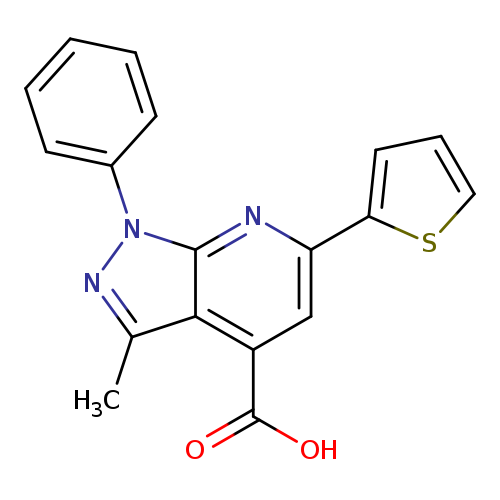 OC(=O)c1cc(nc2c1c(C)nn2c1ccccc1)c1cccs1