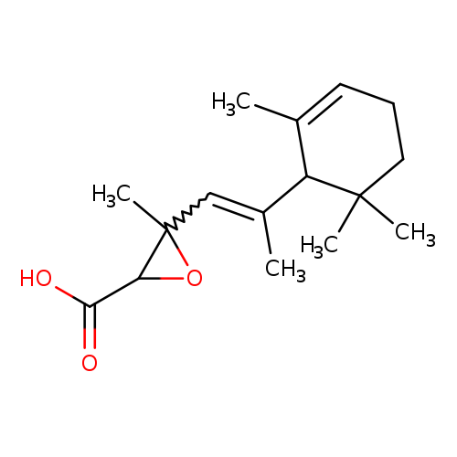CC(=CC1(C)OC1C(=O)O)C1C(=CCCC1(C)C)C