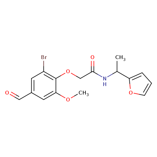 O=Cc1cc(Br)c(c(c1)OC)OCC(=O)NC(c1ccco1)C