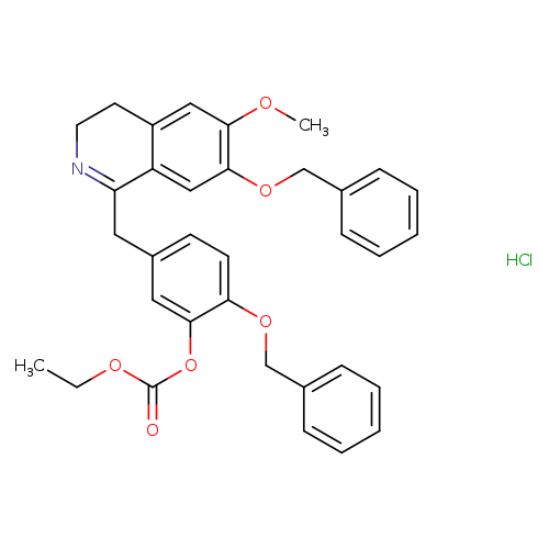 CCOC(=O)Oc1cc(ccc1OCc1ccccc1)CC1=NCCc2c1cc(OCc1ccccc1)c(c2)OC.Cl