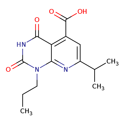 CCCn1c(=O)[nH]c(=O)c2c1nc(cc2C(=O)O)C(C)C