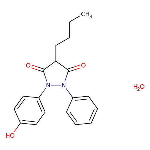 CCCCC1C(=O)N(N(C1=O)c1ccc(cc1)O)c1ccccc1.O