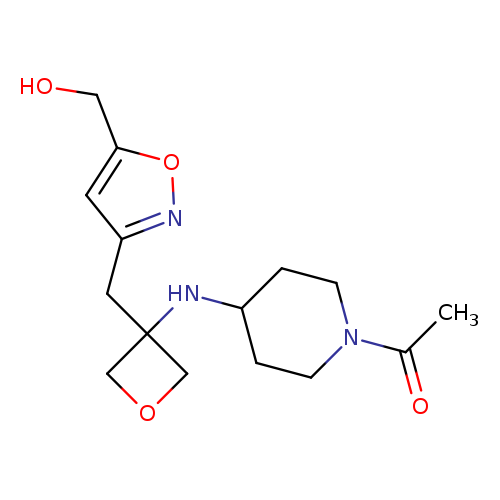 OCc1onc(c1)CC1(COC1)NC1CCN(CC1)C(=O)C