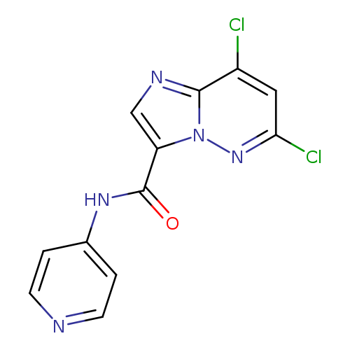 Clc1cc(Cl)c2n(n1)c(cn2)C(=O)Nc1ccncc1