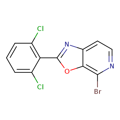Clc1cccc(c1c1nc2c(o1)c(Br)ncc2)Cl