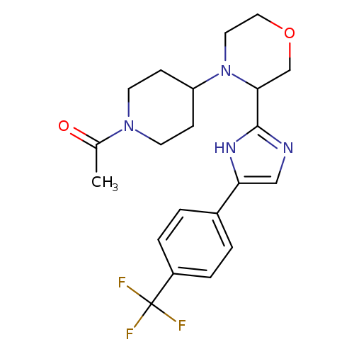 CC(=O)N1CCC(CC1)N1CCOCC1c1ncc([nH]1)c1ccc(cc1)C(F)(F)F