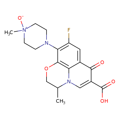 Fc1cc2c3c(c1N1CC[N+](CC1)([O-])C)OCC(n3cc(c2=O)C(=O)O)C