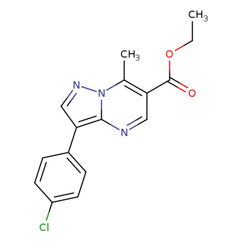 CCOC(=O)c1cnc2n(c1C)ncc2c1ccc(cc1)Cl