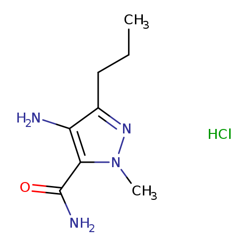 CCCc1nn(c(c1N)C(=O)N)C.Cl